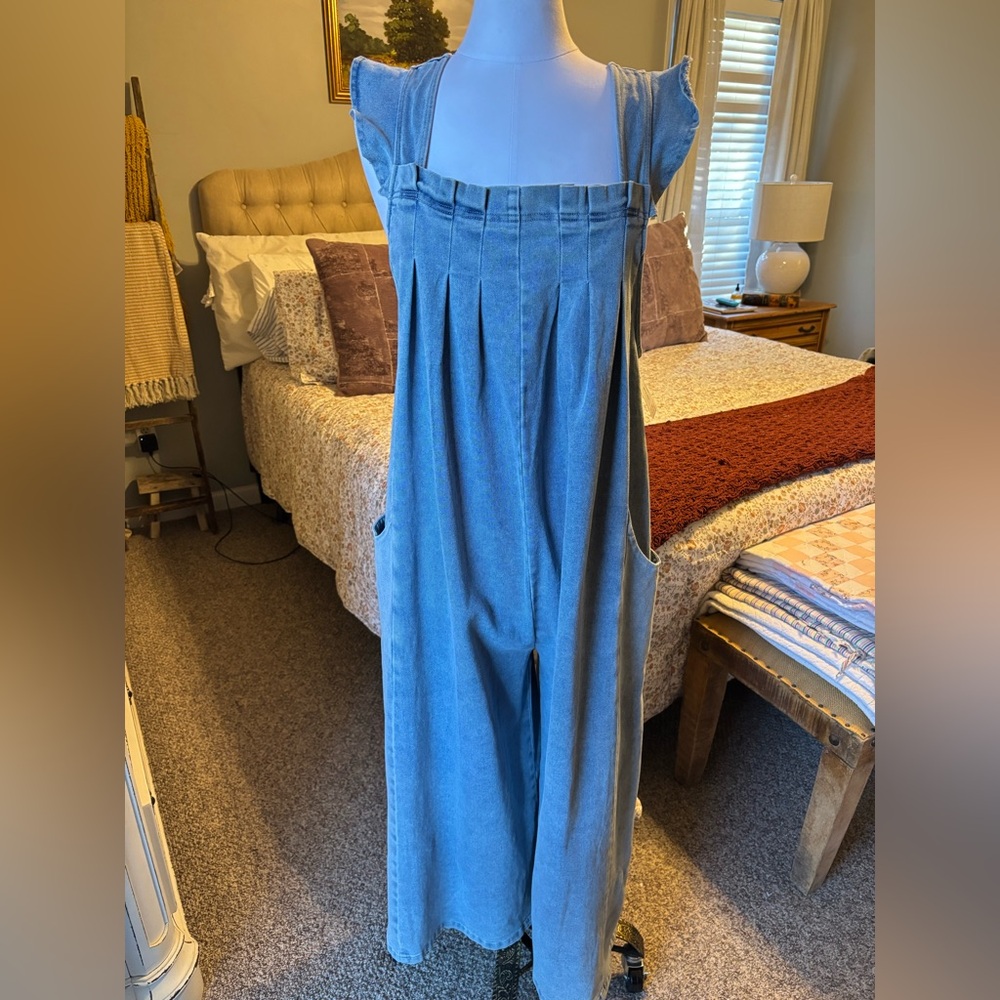 Blue Denim Jumpsuit with Pockets